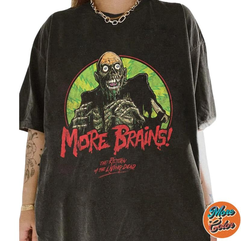 More Brains Movie The Return Of The Living Dead Shirts, Cotton Unisex T-Shirt, Crew Neck, Size S- 3XL, Menswear Top,...
