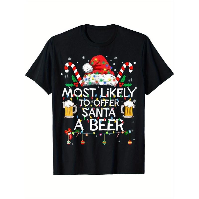 Most Likely To Offer Santa A Beer Funny Christmas Drinking men's T-Shirt made in usa Hoodie, Sweatshirt | UrbanDripWear.com