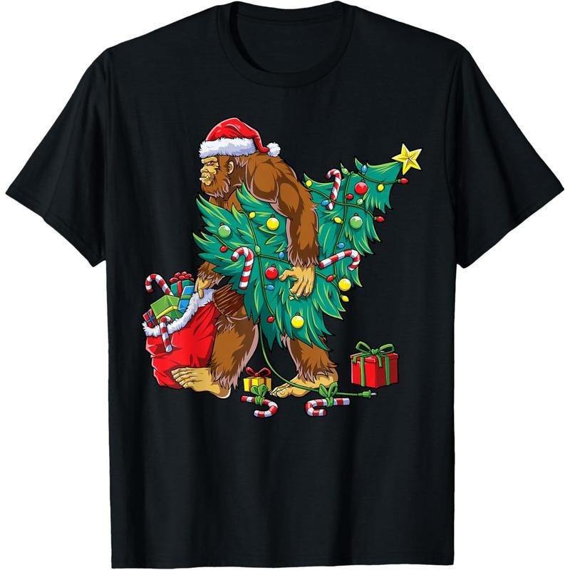Most Wonderful Christmas Co Bigfoot Christmas Tree Lights Xmas Boys Men Sasquax T-Shirt Suitable for men and women...