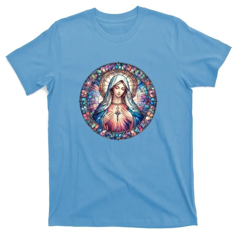 Mother Mary Stained Glass Collection: Heart God Jesus Christ Cross Catholic T-Shirt Hoodie, Sweatshirt | UrbanDripWear.com
