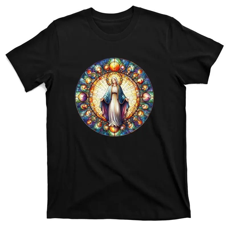 Mother Mary Stained Glass Collection: Mother Of God Jesus Christ Catholic T-Shirt Hoodie, Sweatshirt | UrbanDripWear.com