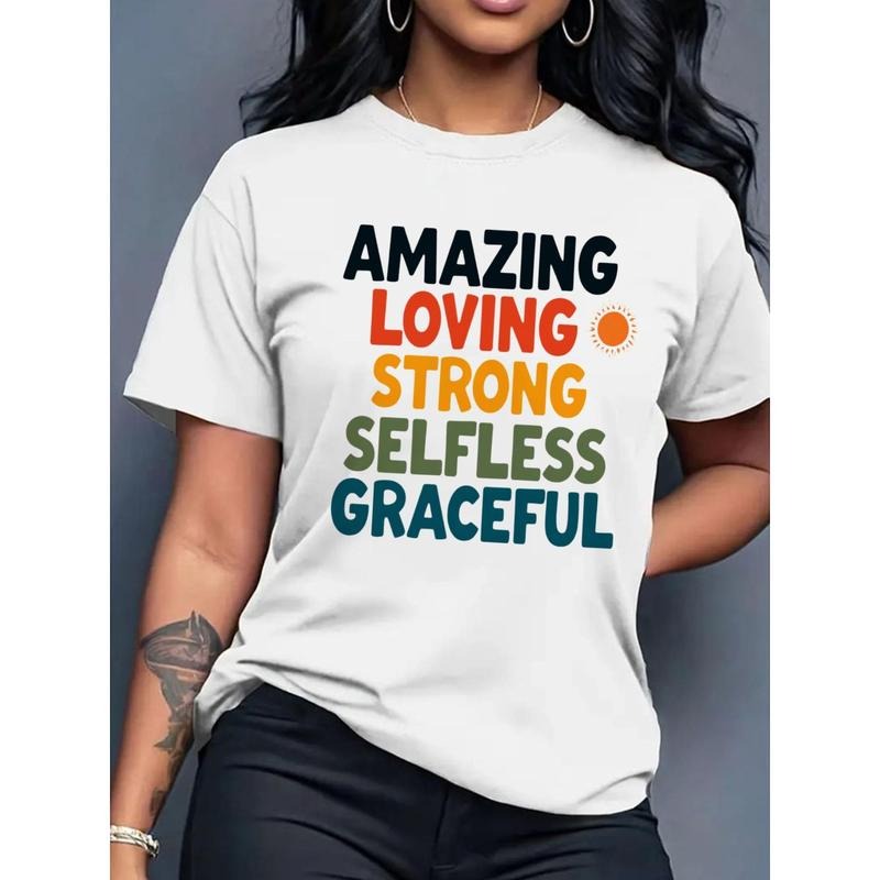 Mother'S Day Theme Women'S T-Shirt 180g with Inspirational Print for Casual Wear