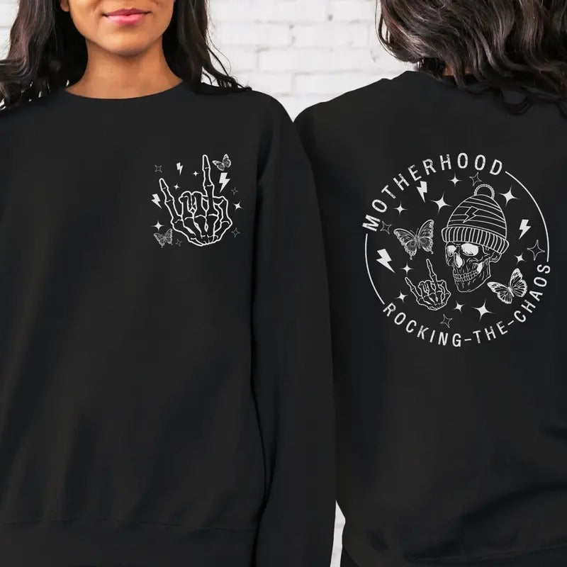 Motherhood Shirt Rocking The Chaos Rocker Mama Cute Skeleton Tee Rocker Mom Shirts Rockin Shirts Motherhood Shirts...