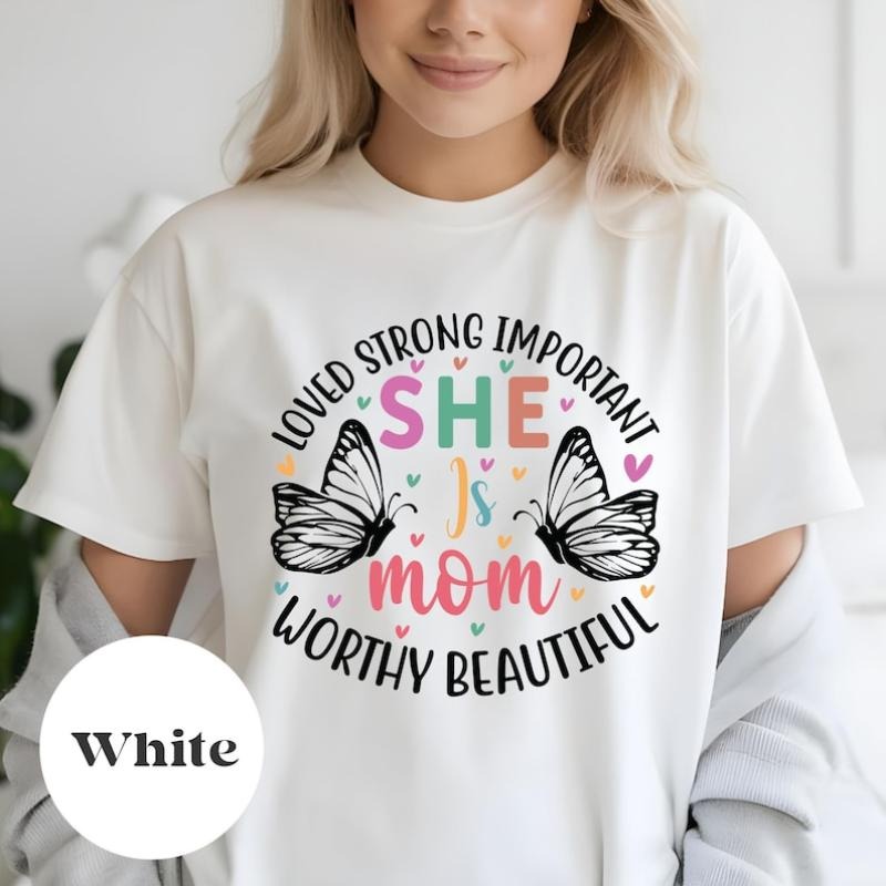 Motherhood Shirt, She Is Mom Shirt, Cute Gift For Mother's Day, Mother's Day T-Shirt, New Mom Shirt, Trendy Motherhood...