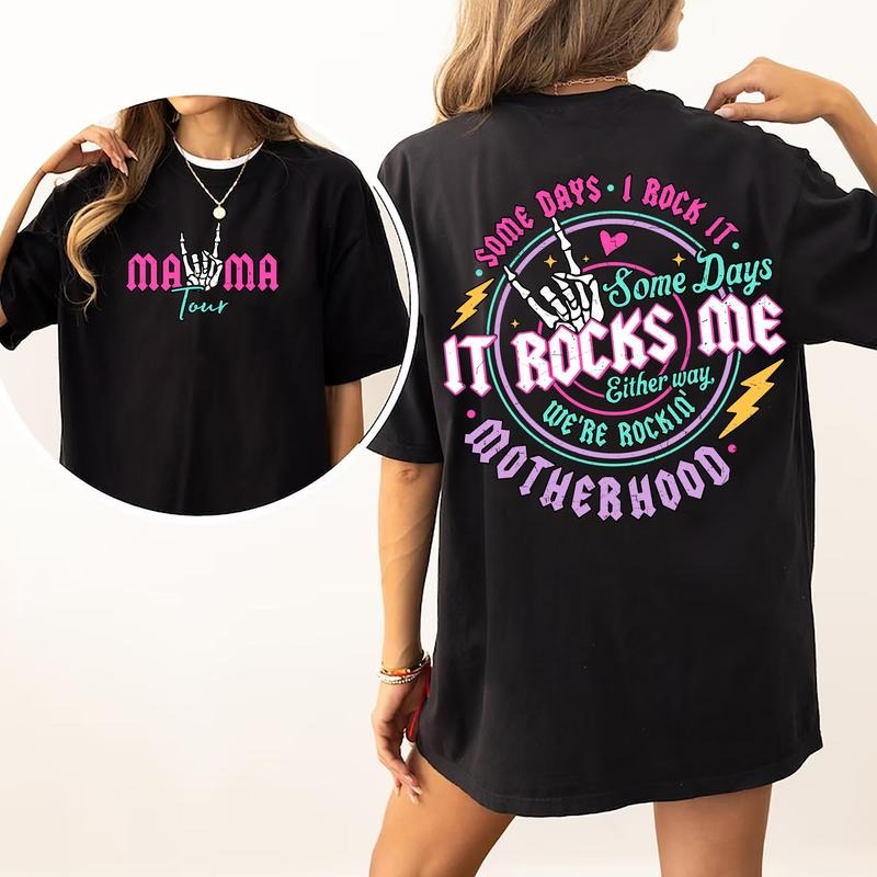 Motherhood Shirt, Some Days I Rock It Shirt, Mama Lighting Bold Shirt, Mama Funny Tour Shirt,Mother's Day Funny...