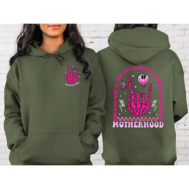 Motherhood Some Day I Rock It Sweatshirt & Hoodie Double Printed Motherhood Rock Skeleton Sweatshirt Motherhood Crewneck...