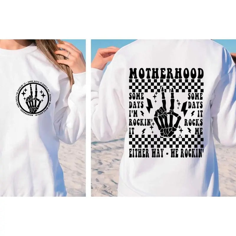 Motherhood some days I rock it Shirt, trendy front and back mother days shirt Hoodie, Sweatshirt | UrbanDripWear.com