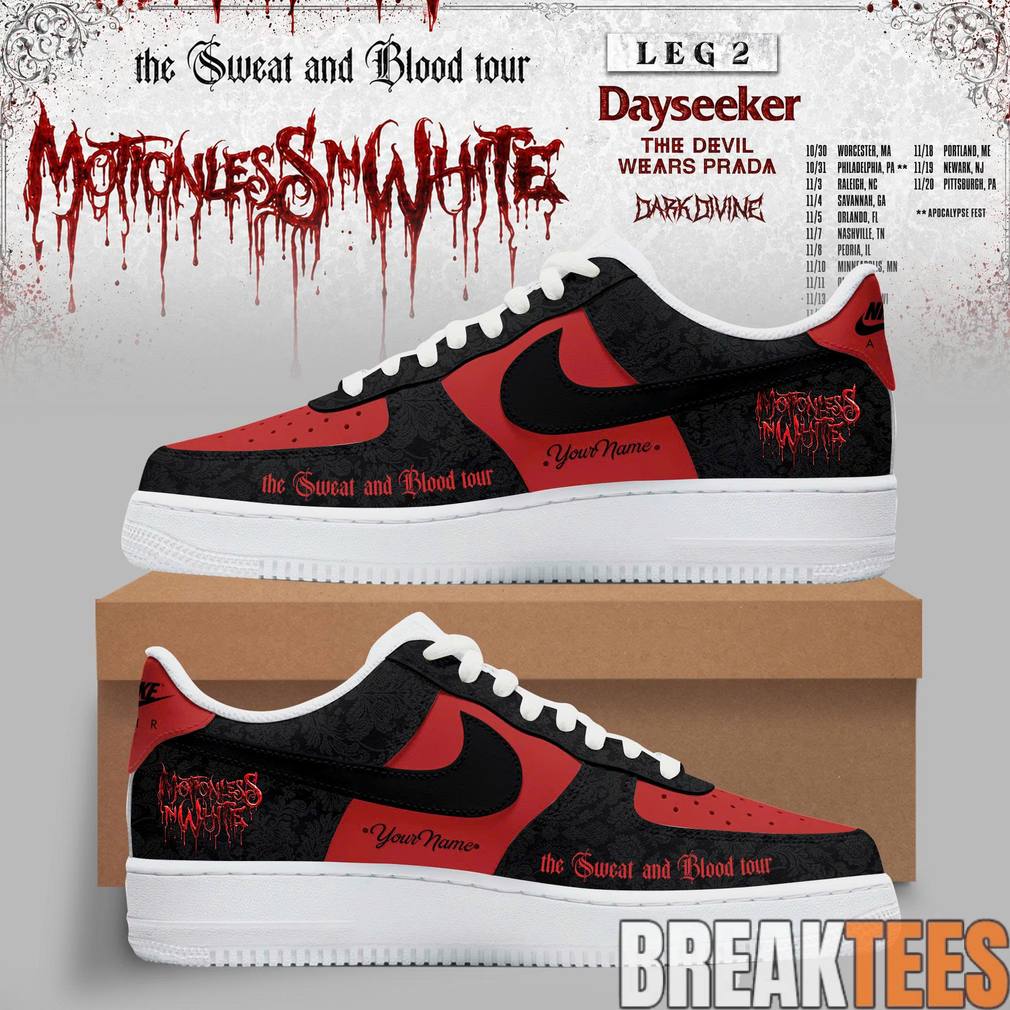 Motionless In White Leg 2 of The Sweat And Blood Tour 2026 Custom Air Force 1