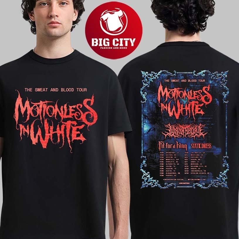 Motionless In White The Sweat And Blood Tour 2026 North America Schedule Dates Two Sided Shirt