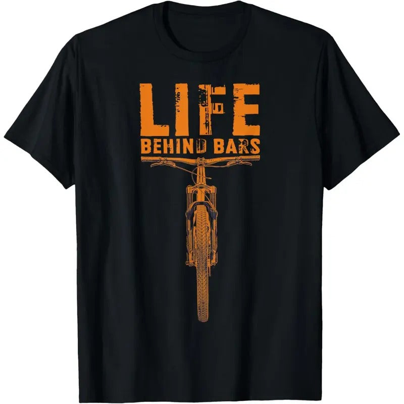 Mountain Bike T-Shirt: Life Behind Bars Funny Biking T-Shirt Made in USA Hoodie, Sweatshirt | UrbanDripWear.com