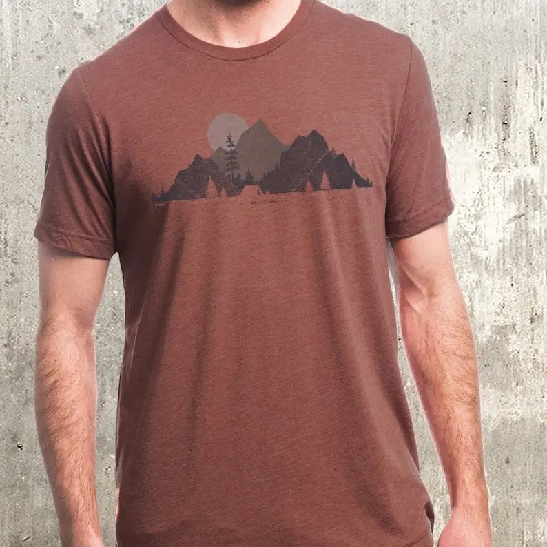 Mountain Graphic Tee - Camp & Topo Tee - Camping TShirt - Men's Mountain TShirt - Outdoors T-Shirt