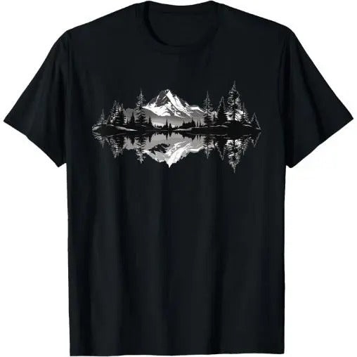 Mountain Landscape Reflection Forest Trees Outdoor Wildlife T-Shirt Made in USA Hoodie, Sweatshirt | UrbanDripWear.com