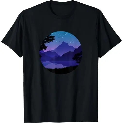 Mountain Silhouette Forest Lake Reflection T-Shirt Made in USA Hoodie, Sweatshirt | UrbanDripWear.com