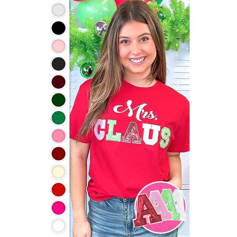 Mrs Claus Sequin Christmas Graphic T-Shirt Hoodie, Sweatshirt | UrbanDripWear.com