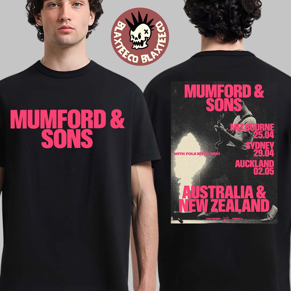Mumford And Sons Australia And New Zealand 2026 Tour In Melbourne Sydney And Auckland Two Sided T-Shirt