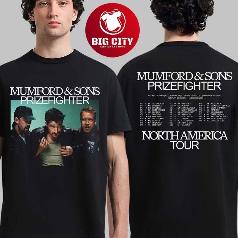 Mumford And Sons Prizefighter North America Tour 2026 City Dates Two Sided Shirt
