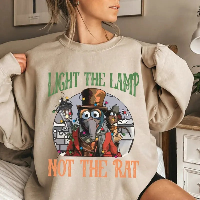 Muppet Christmas Carol Shirt, Retro Gonzo Rizzo Sweatshirt, Light The Lamp Not The Rat Shirt,Xmas Party Tee Shirt,...