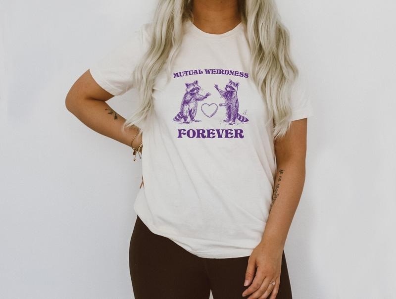 Mutual Weirdness Forever Shirt, Funny 2 Raccoons Trash Panda Tee, Funny Cute Sarcastic Shirts, Ultra Soft Graphic Tee...