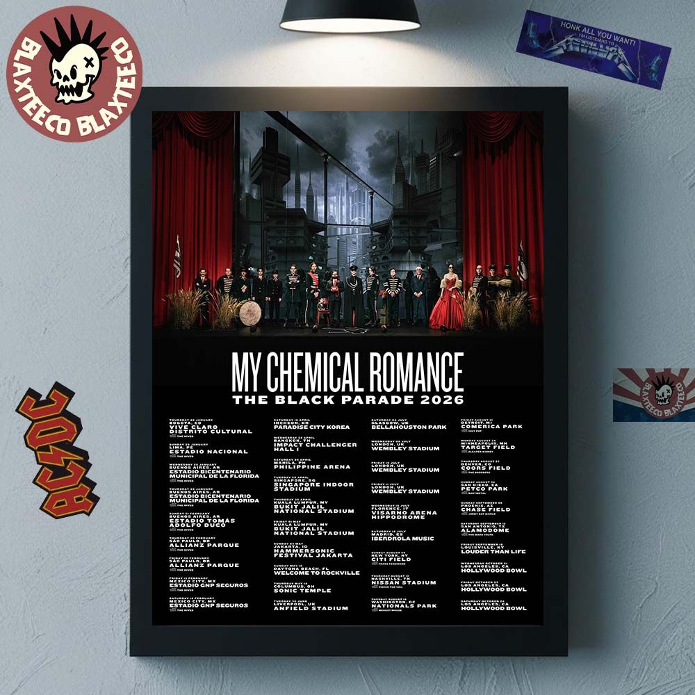 My Chemical Romance The Black Parade 2026 World Tour Schedule Dates Home Decor Poster Canvas