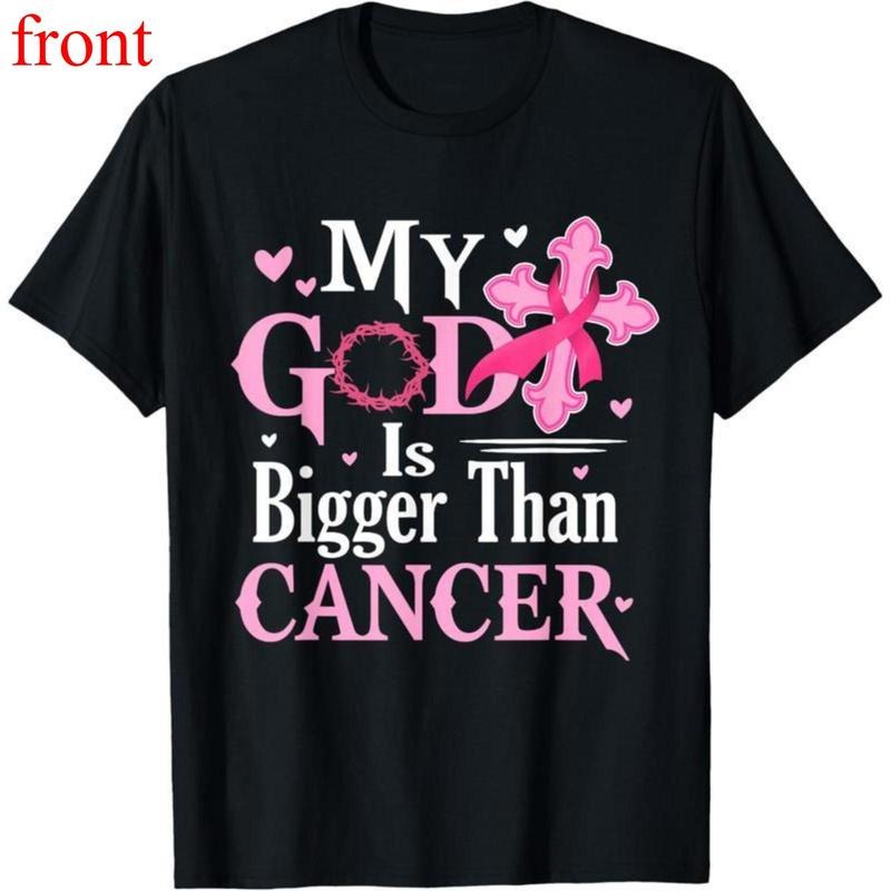 My God Is Bigger Than Cancer Breast Cancer Awareness Jesus T-Shirt Novelty Graphic T Shirt funny tshirt Undershirts Tees...