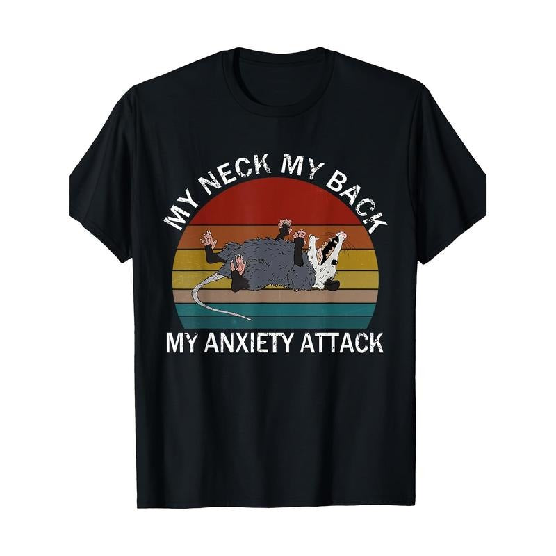 My Neck My Back My Anxiety Attack Opossum Sunset T-Shirt made in usa Hoodie, Sweatshirt | UrbanDripWear.com