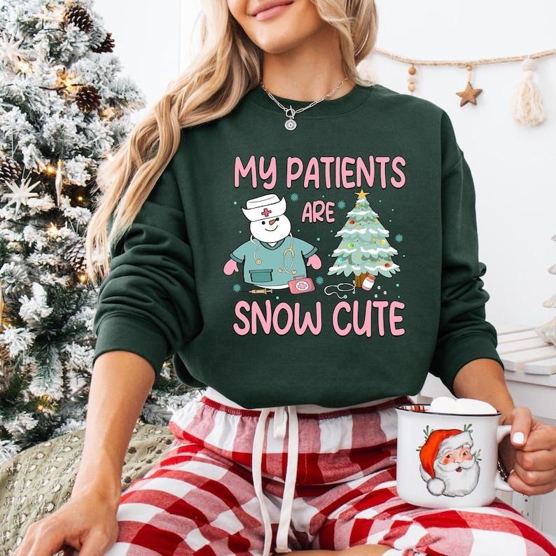 My Patients Are Snow Cute Shirt, Nurse Christmas Sweatshirt, Santa's Favorite Nurse T-shirt, ICU ER Rn Nurse Tee, Xmas...