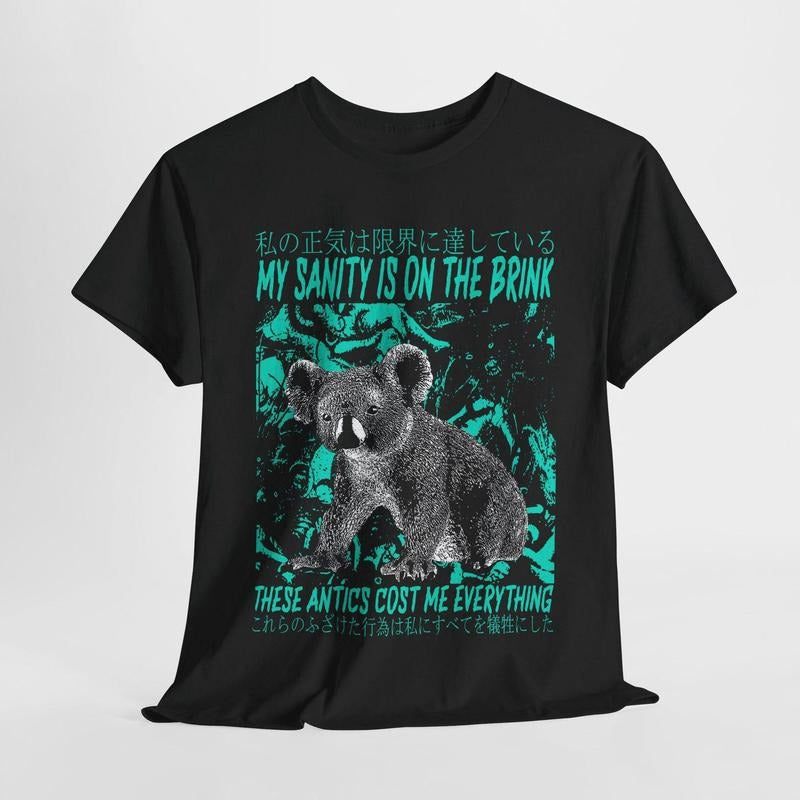 My Sanity is on the Brink Japanese Koala T-Shirt Hoodie, Sweatshirt | UrbanDripWear.com