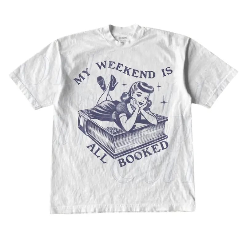 My Weekend Is All Booked Retro Graphic T-Shirt, Vintage 1940 Pop Women Book T Shirt, Vintage Book lovers Shirt, Nostalgia...