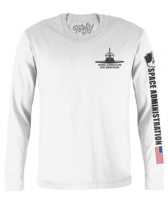 NASA Shuttle Long Sleeve T-Shirt - White Hoodie, Sweatshirt | UrbanDripWear.com