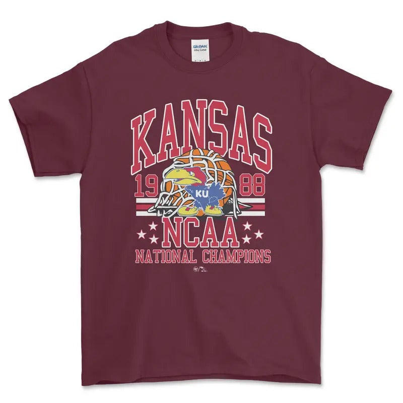 NCAA 1988 Kansas National Championship T-Shirt, graphic vintage sports tees for men Hoodie, Sweatshirt | UrbanDripWear.com