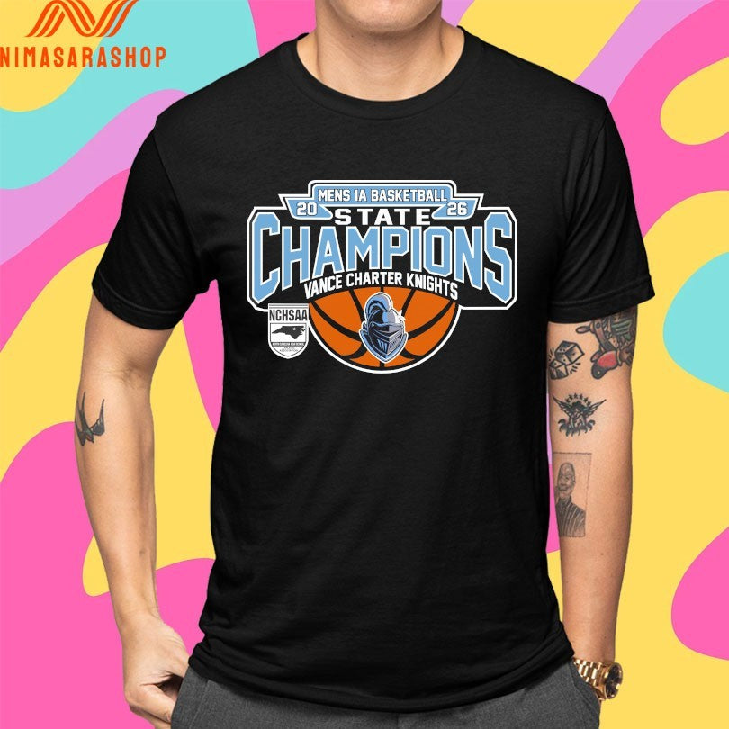 NCHSAA Men’s 1A Basketball State Champions Vance Charter Knights 2026 Shirts