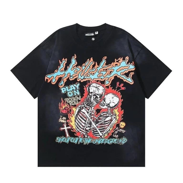 NEW Hell Studios Star skeleton Play on printing tee Men's Short sleeved T-shirt Hoodie, Sweatshirt | UrbanDripWear.com