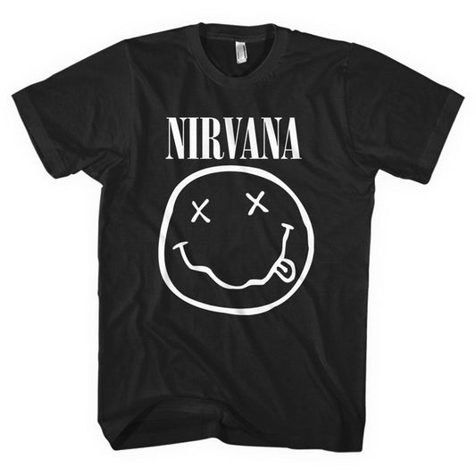 Nirvana Unisex T-Shirt - Smiley, Black Style001