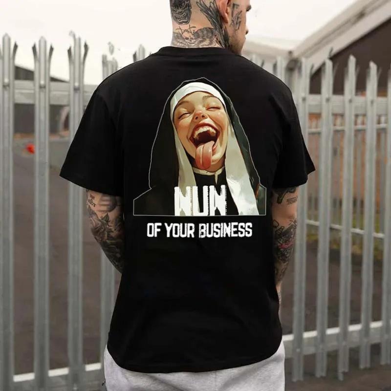 NUN OF YOUR BUSINESS Laughing Nun Print Men's T-Shirt Hoodie, Sweatshirt | UrbanDripWear.com