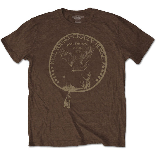 Neil Young | Official Band T-Shirt | Tour '76 Seal (Brown)