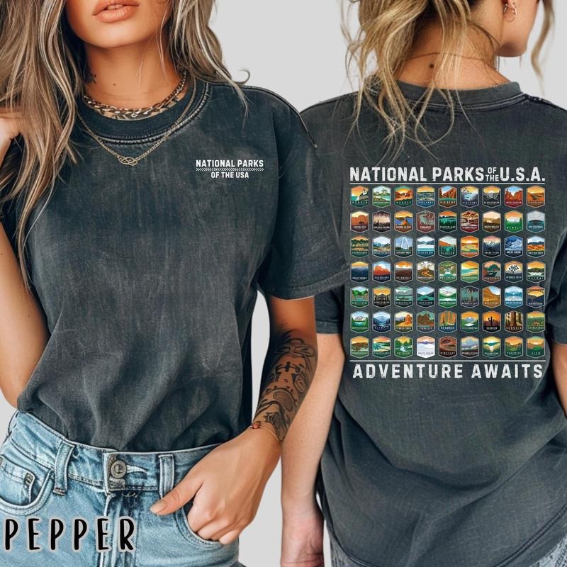 National Parks Of The USA T-Shirt, National Parks Camping Sweatshirt, Retro Parks Hoodie, Wildlife Hiking Shirt, Shirt...