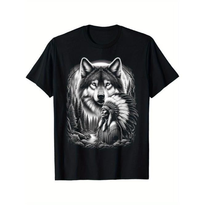 Native American Indian and Wolf Feathers Chief Art T-Shirt Made in USA Hoodie, Sweatshirt | UrbanDripWear.com