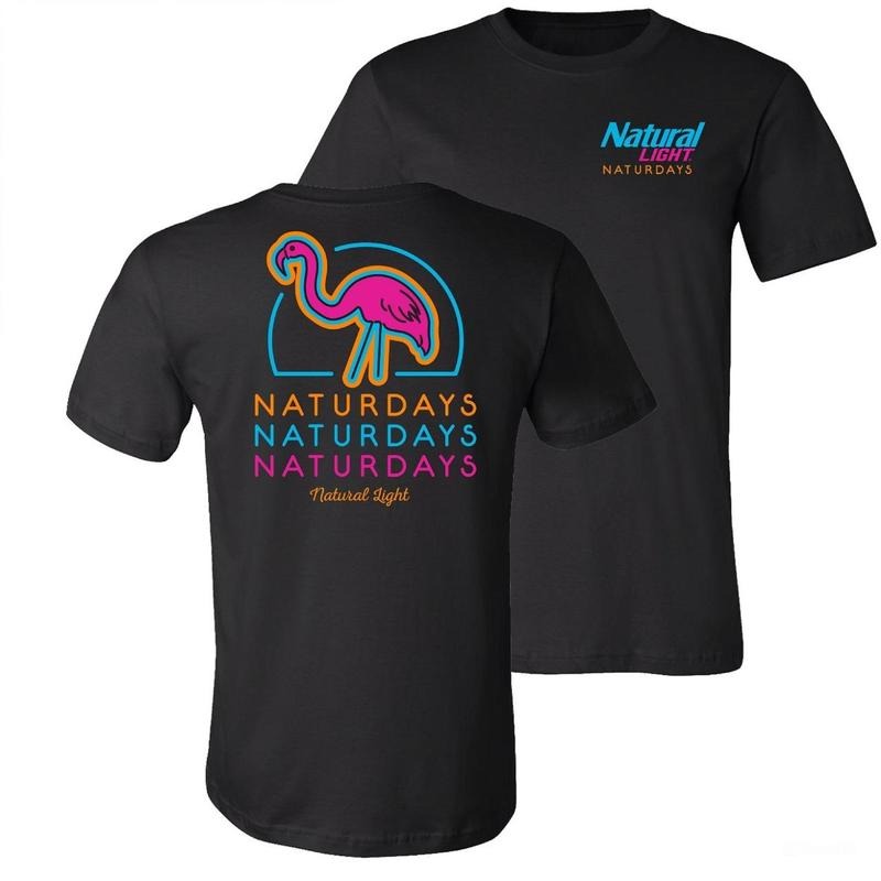 Natural Light Naturdays Neon Flamingo T-Shirt, Trendy Tee Hoodie, Sweatshirt | UrbanDripWear.com