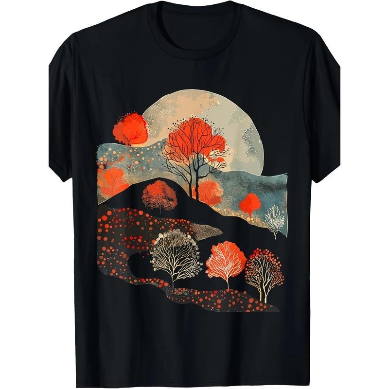 Nature art painting, orange tree, field, Moon, man, T-shirt Made in USA Hoodie, Sweatshirt | UrbanDripWear.com