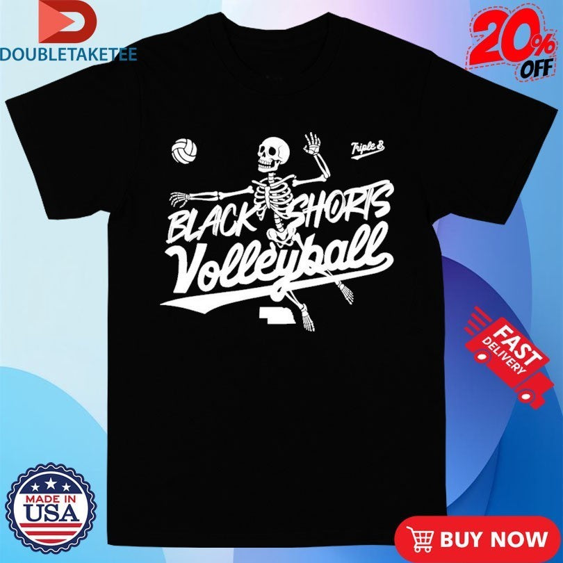 Nebraska Cornhuskers Black Shorts Volleyball Skeleton Shirts