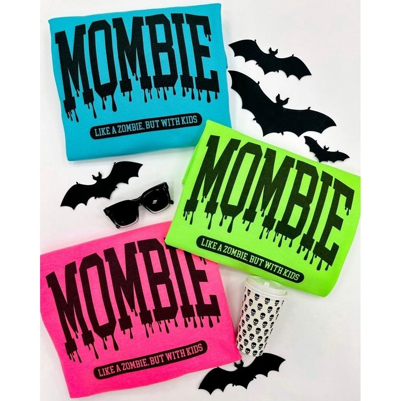 Neon 'Mombie' Crewneck Sweatshirt, "Like a Zombie, but with Kids" T-Shirts, Hoodie | UrbanDripWear.com