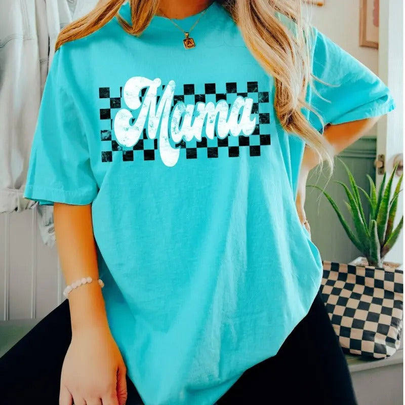 Neon Mama Shirt Retro Checkered Mama Shirt Mothers Day Gift Mom Life Shirt Motherhood Shirt Mom Tshirt Mom Gift Tee...