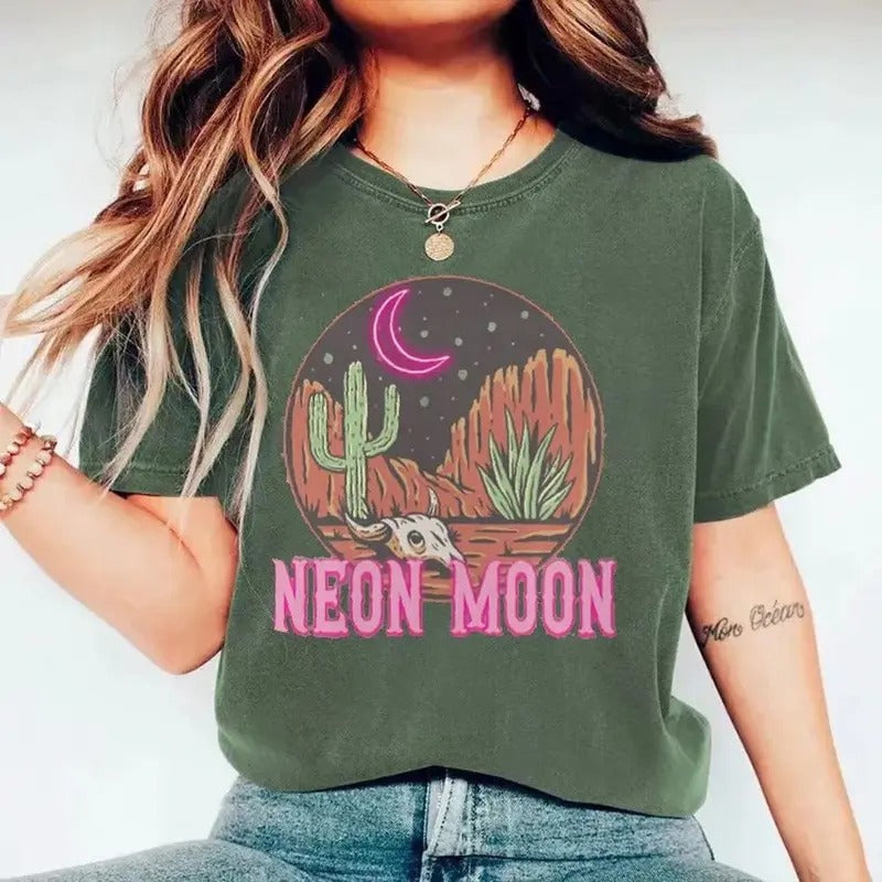 Neon Moon Comfort Colors Printed T-Shirt, Western Shirt, Classic Counrty shirt, Music Tee, Unisex tee, Vintage Feel,...