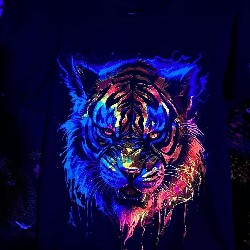 Neon tiger shirt Black Cotton Casual Hoodie, Sweatshirt | UrbanDripWear.com