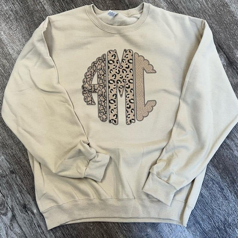 Neutral Colored Animal Print Monogram Sweatshirt T-Shirts, Hoodie | UrbanDripWear.com