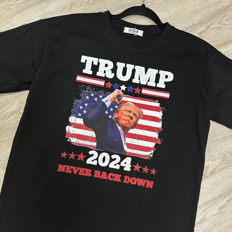 Never Back Down Sweatshirt Hoodie Shirt Sweatshirt, Hoodie, Comfort Colors, Donald Trum Never Back Down Rally Tee Make...