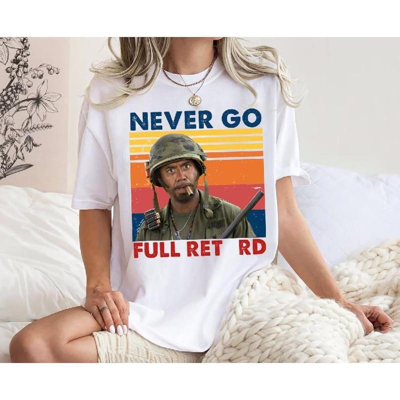 Never Go Full Vintage Shirt, Funny Army Movie Shirt, Meme Shirt, Unisex cotton  on Women's Trendy Crew Neck Blouse Casual...