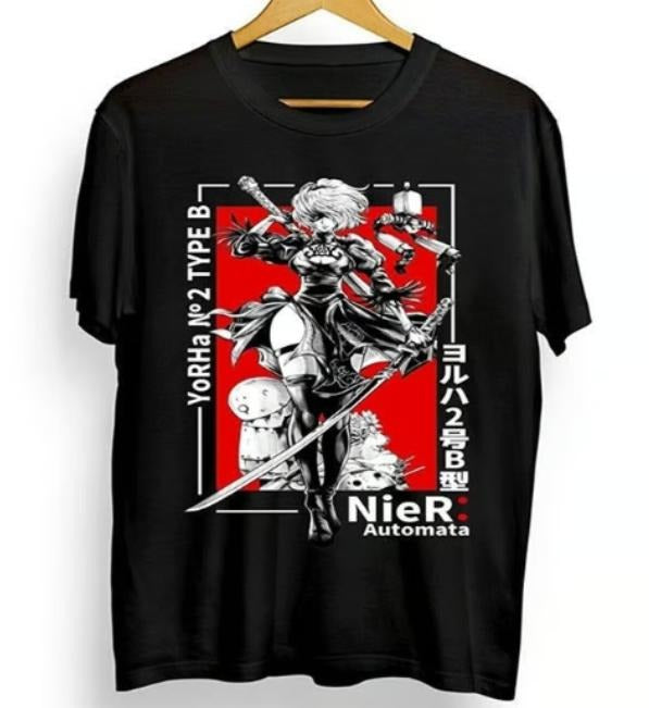 New Arrival Uni Nier Automata 2b Yha Cyberpunk Waifu T-Shirts , Anime Manga T-Shirt, Gift For Him Hoodie, Sweatshirt