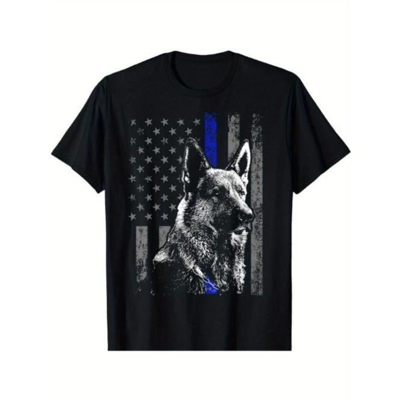 New Limited Thin Blue Line Flag Shepherd Police Dog Gift T-Shirt Made in USA Hoodie, Sweatshirt | UrbanDripWear.com