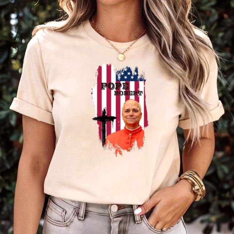New Pope Robert Francis Shirt Vatican Church Usa Flag Catholic Shirt Hoodie, Sweatshirt | UrbanDripWear.com